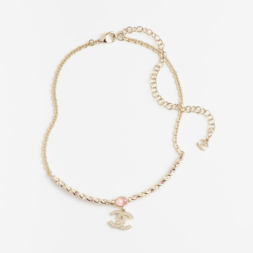 18K CC Pink Crystal Necklace