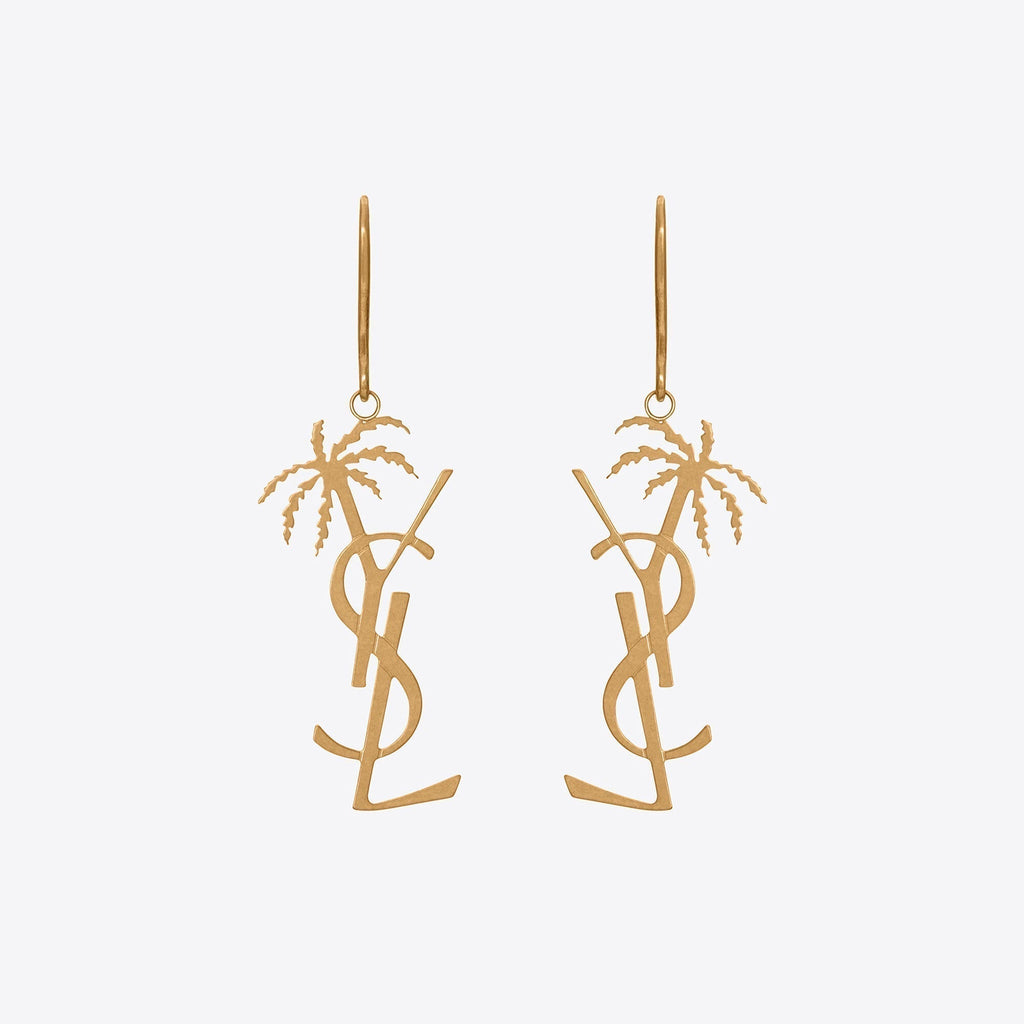 18K Saint Monogram Palmier Statement Earrings