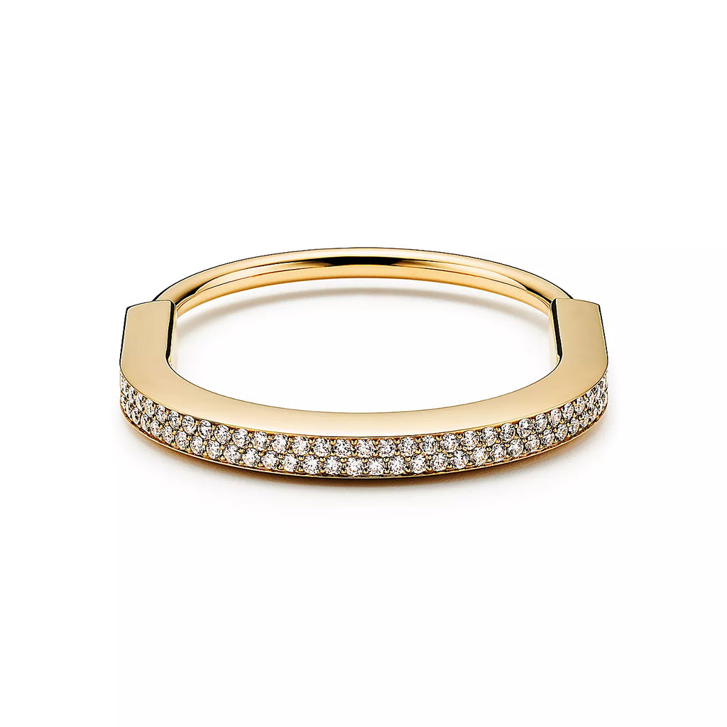 18K T Lock Bangle Full Pave Diamonds Bracelet