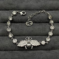 GG Interlocking G Bee Crystals Bracelet