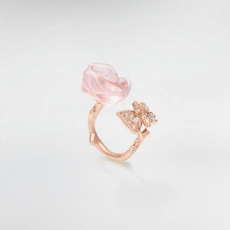 18K CD Pink Flower Ring