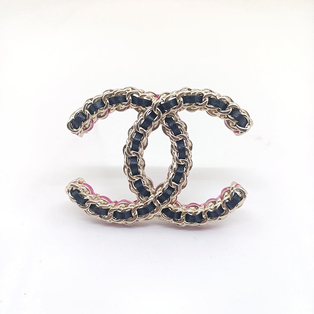 18K CC Leather Pink Brooch
