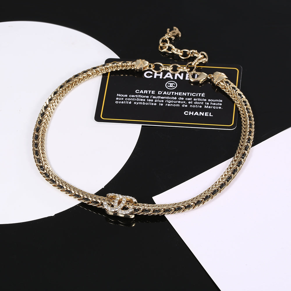 18K CC Strass Chain Choker Necklace