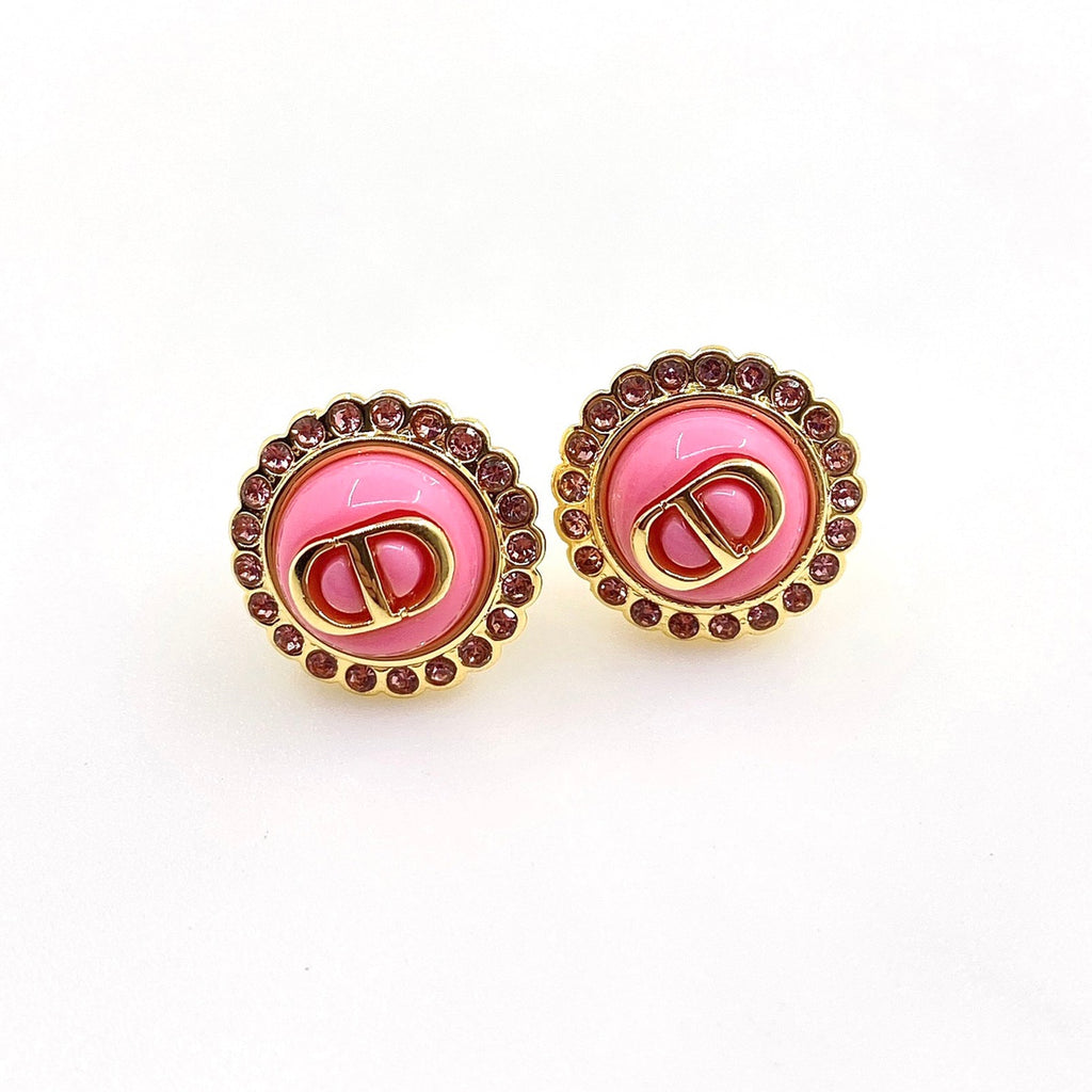 18K CC Pink Crystal Earrings