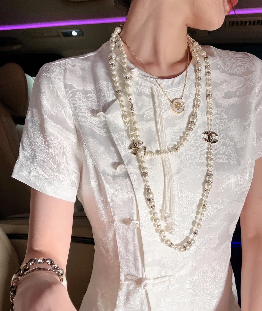 18K CC Pearls Long Necklace