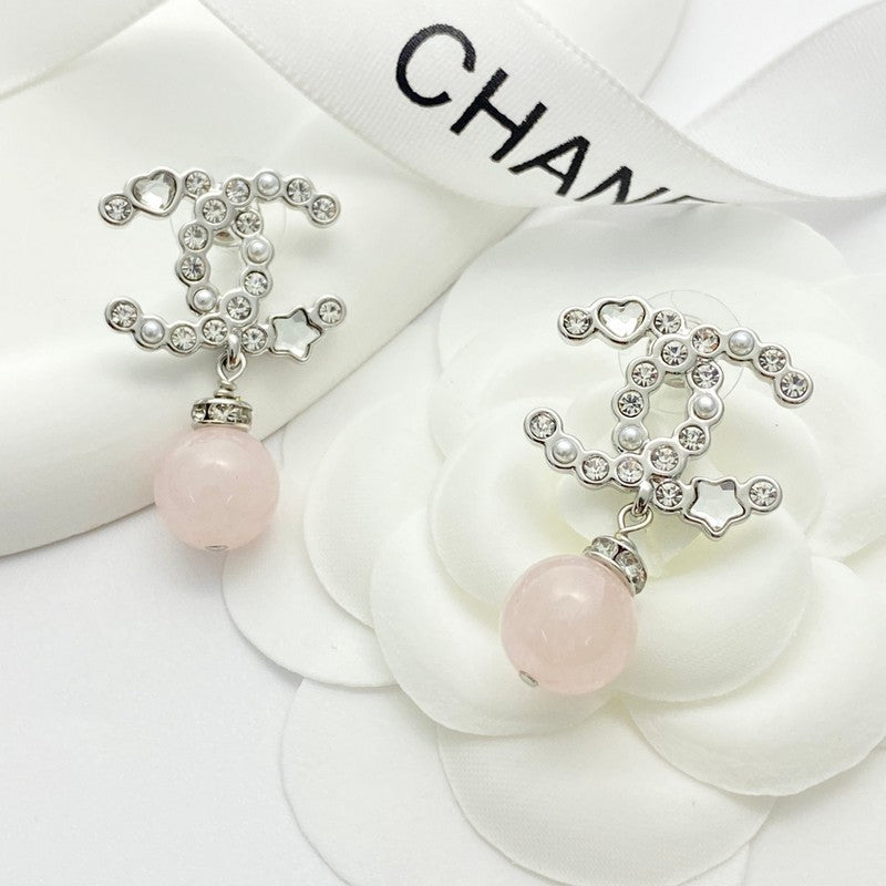 18K CC 25P Pink Pearl Gold Earrings