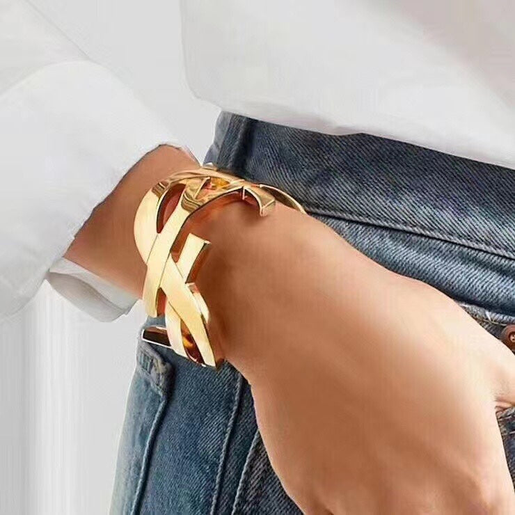 18K Saint Monogram Cuff Bracelet