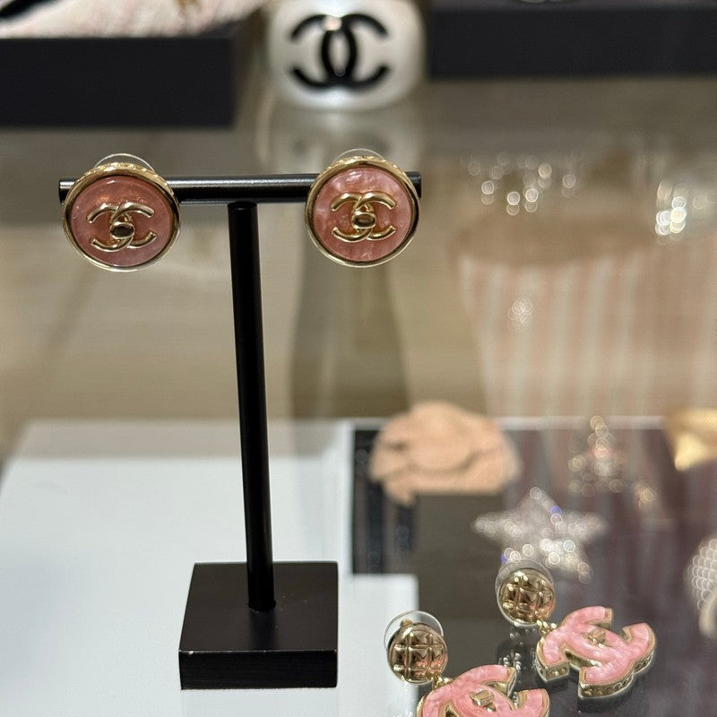 18K CC 25B Pink Gold Earrings